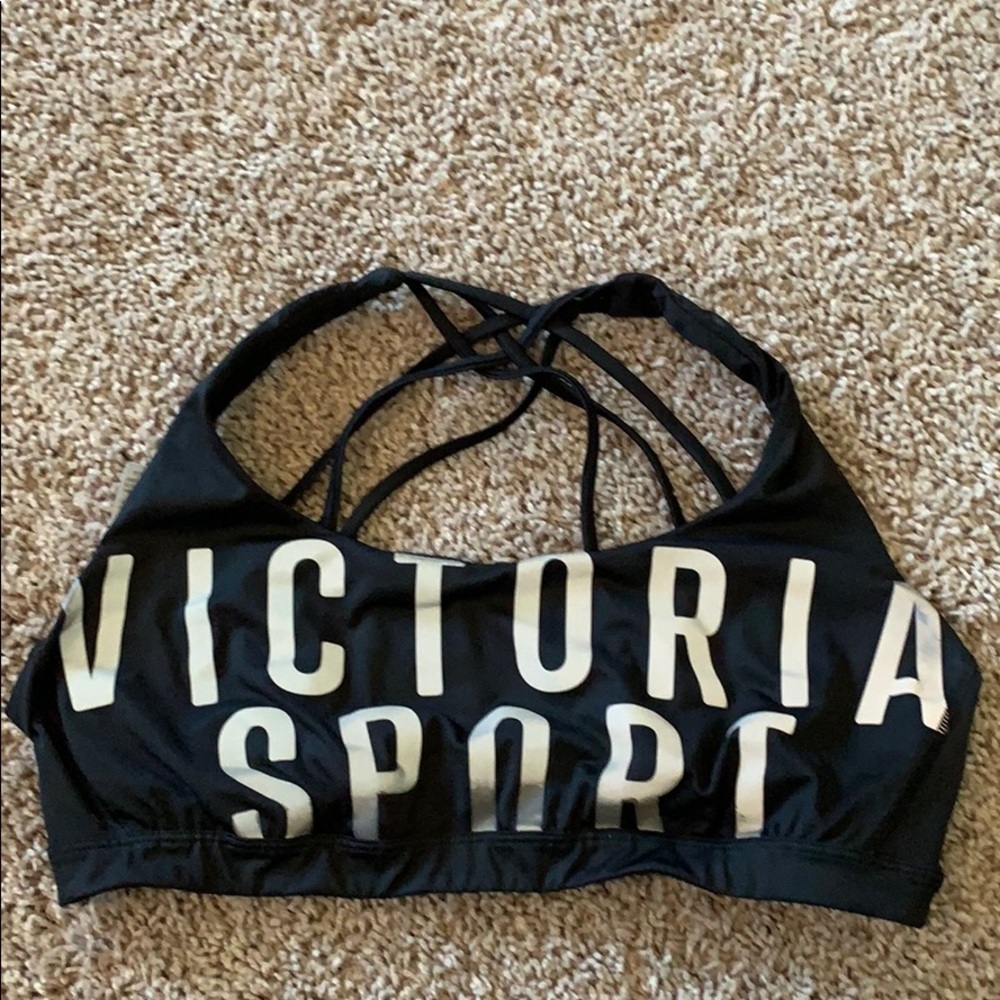 Black and silver VS sports bra